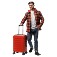 ai gerado uma homem com viagem saco isolado em transparente fundo png