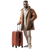 ai gerado uma homem com viagem saco isolado em transparente fundo png