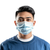 ai gegenereerd Mens slijtage gezicht masker geïsoleerd Aan transparant achtergrond png