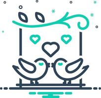 Vector mix icon for birds in love