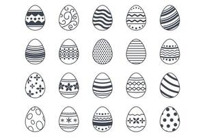 Easter eggs, Easter day festival icon set, ostern egg icons with decoration patterns symbols collection, logo isolated vector illustration