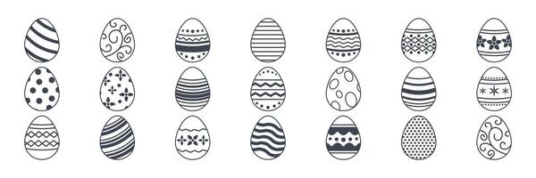 Easter eggs, Easter day festival icon set, ostern egg icons with decoration patterns symbols collection, logo isolated vector illustration