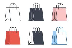 Shopping Bag icon collection with different styles. Paper bag symbol vector illustration isolated on white background