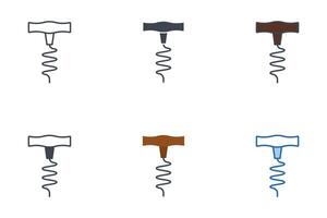 Corkscrew icons with different styles. Corkscrew symbol vector illustration isolated on white background