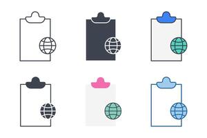 Document with a Globe icon collection with different styles. Documents symbol vector illustration isolated on white background