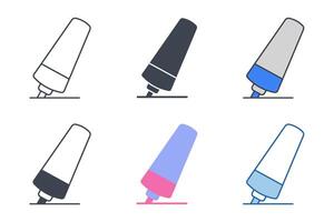 Highlight icon collection with different styles. Highlighter symbol vector illustration isolated on white background