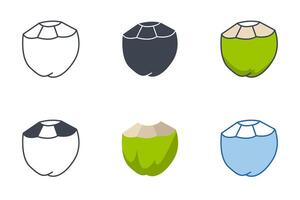 Coconut drink icons with different styles. Coconut Cocktail symbol vector illustration isolated on white background