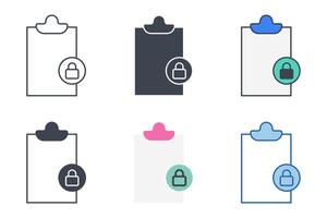 Document with Lock icon collection with different styles. Documents symbol vector illustration isolated on white background