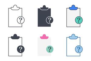 Document with Question Mark icons  with different styles. Document symbol vector illustration isolated on white background