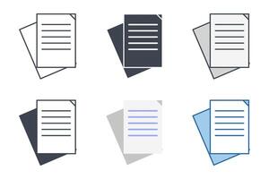 Sheet of Paper icon collection with different styles. blank document symbol vector illustration isolated on white background
