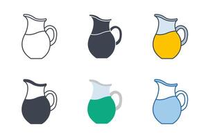 Pitcher icons with different styles. water pitcher symbol vector illustration isolated on white background