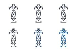 alto voltaje poder íconos con diferente estilos. poder línea pilón símbolo vector ilustración aislado en blanco antecedentes