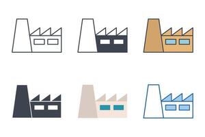 Factory icons with different styles. industrial buildings symbol vector illustration isolated on white background