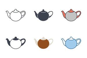 Tea Pot icons with different styles. Teapot symbol vector illustration isolated on white background