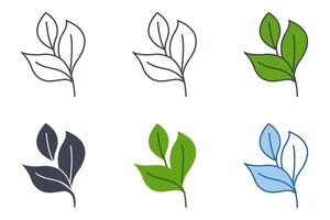 Leaf icons with different styles. Leaf Eco green symbol vector illustration isolated on white background