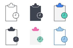 Document with a Clock icon collection with different styles. Documents symbol vector illustration isolated on white background