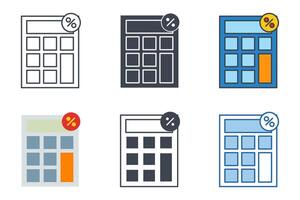 Calculator icon collection with different styles. Calculator icon symbol vector illustration isolated on white background