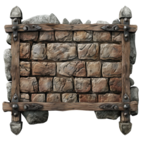 AI generated Ancient stone signboard ai art cutout on transparent background png