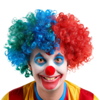 ai generiert komisch Clown mit ein Perücke auf transparent Hintergrund png