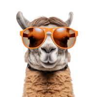 AI generated Camel wearing cool summer glasses png isolated on transparent background