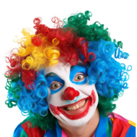 ai generiert komisch Clown mit ein Perücke auf transparent Hintergrund png