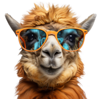 AI generated Camel wearing cool summer glasses png isolated on transparent background