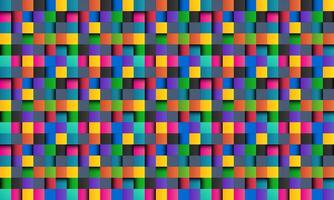 Colorful square abstract background with black lines, colored square with shadows, pixel mosaic, vector illustration
