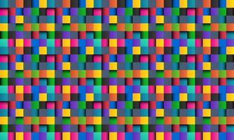 Colorful square abstract background with black lines, colored square with shadows, pixel mosaic, vector illustration