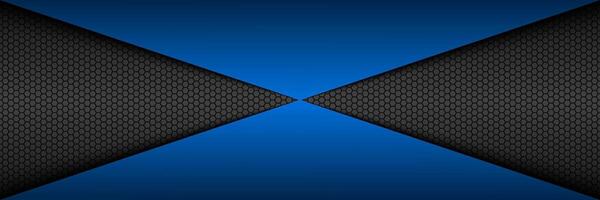 Black and blue abstract vector banner with polygonal pattern. Template for your header and presentation. Modern vector background