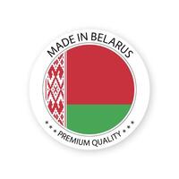 Modern vector Made in Belarus label isolated on white background, simple sticker with Belarusian colors, premium quality stamp design, flag of Belarus