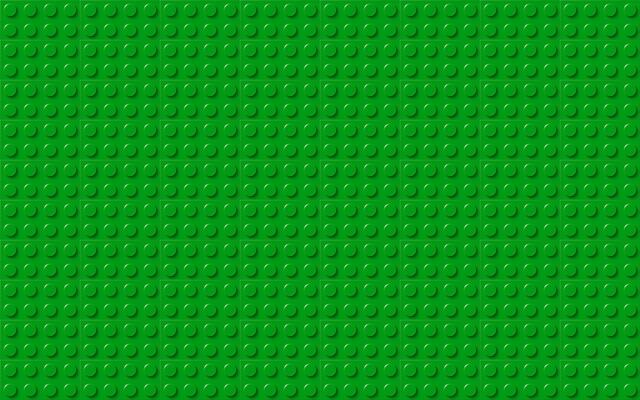 Green plastic toy blocks. Modern vector bricks background. Plastic construction plate. Simple vector illustration
