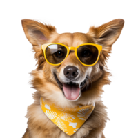 AI generated Dog wearing cool summer glasses png isolated on transparent background