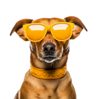 AI generated Dog wearing cool summer glasses png isolated on transparent background