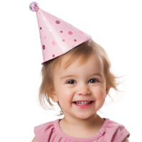 AI generated Small girl birthday cap png isolated on transparent background