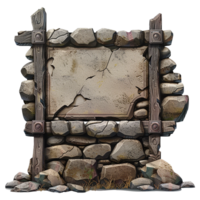 AI generated Ancient stone signboard ai art cutout on transparent background png