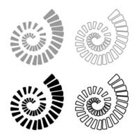 Spiral staircase circular stairs set icon grey black color vector illustration image solid fill outline contour line thin flat style