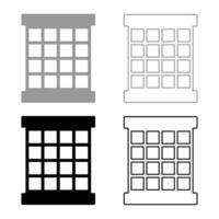 Prisoner window grid grate prison jail concept set icon grey black color vector illustration image solid fill outline contour line thin flat style