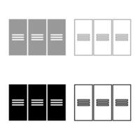 Metal cabinet steel lockers boxes set icon grey black color vector illustration image solid fill outline contour line thin flat style