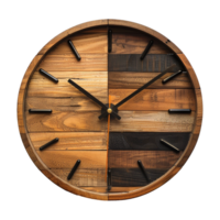 AI generated Wooden clock isolated on transparent background png