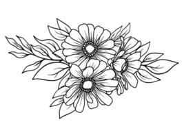 Hand Drawn Flower Line Art Illustration vector