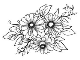 Flower Line Art Arrangement Illustration vector
