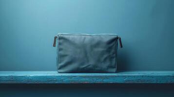 AI generated A minimalist shot of an unbranded makeup bag with simple and clean lines photo