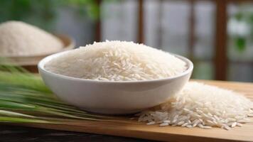 AI generated rice in a bowl and packaging photoshoot photo