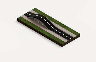 Realistic Asphalt road structure with bridge cross section diagram in 3d axonometric view photo