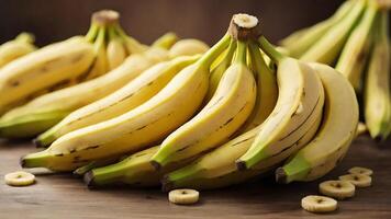 AI generated Some fresh ripe bananas photo