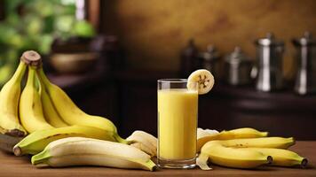 AI generated Fresh ripe banana juice photo