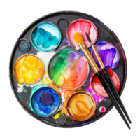 AI generated Good looking carnival themed watercolor palette isolated on transparent background png