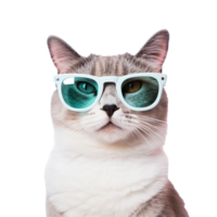 AI generated Cat wearing cool summer glasses png isolated on transparent background