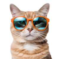 AI generated Cat wearing cool summer glasses png isolated on transparent background