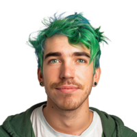 ai generado retrato de un hombre con verde pelo aislado en transparente antecedentes png